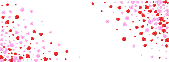 Tender Confetti Background White Vector. Shape Pattern Heart. Fond Romantic Backdrop. Red Heart Falling Illustration. Violet Abstract Frame.