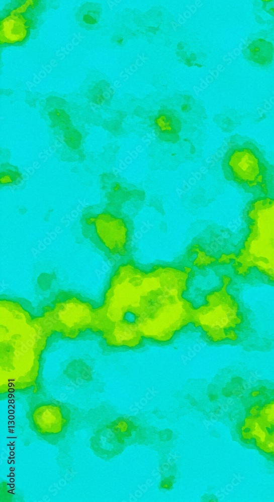 Poster abstract aqua and lime green watercolor texture. fluid art background with organic shapes and blende