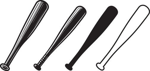 Baseball bat silhouette icon. Clipart image isolated