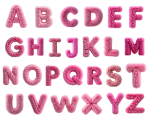 Pink Fur font a to z set png