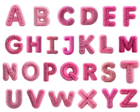 Pink Fur font a to z set png