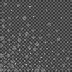 Metal Snow Background Transparent Vector. Flake Design Texture. Grey Snowflake Garland. Silver Crystal Illustration.