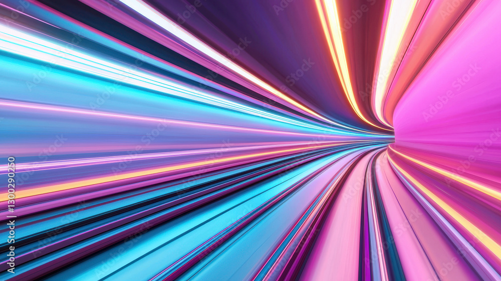 Poster futuristic trends concept, futuristic abstract light trails in vibrant colors creating dynamic motio