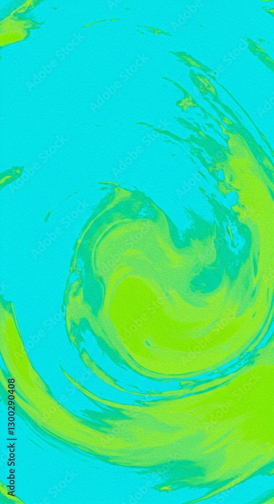 Poster abstract swirling pattern of vibrant turquoise and lime green colors. fluid art texture background w