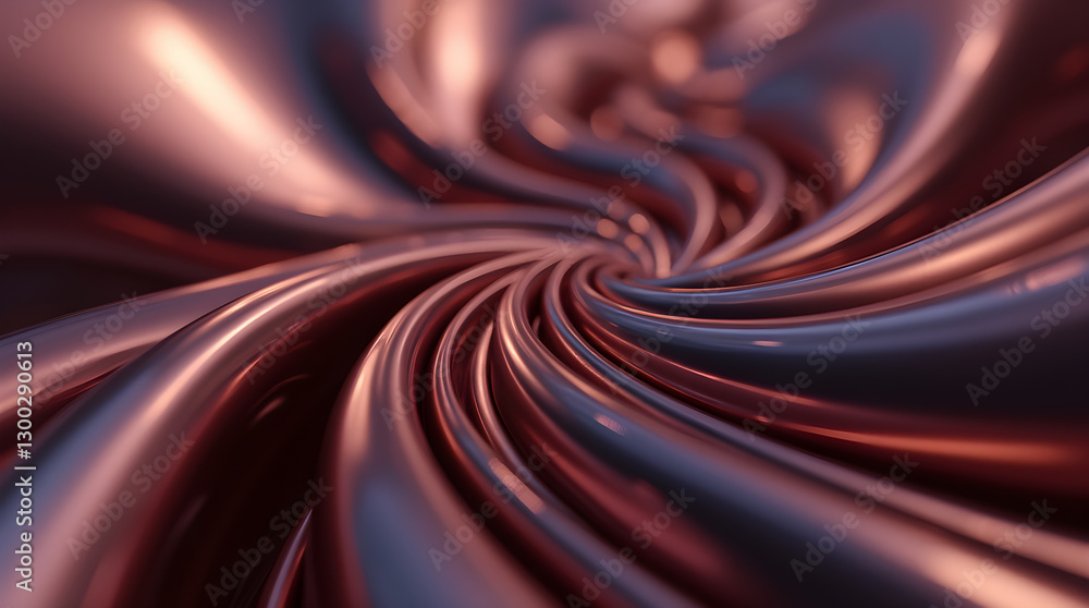 Poster glossy shiny metallic abstract swirl 3d rendering copper bronze rose gold art design texture backgro