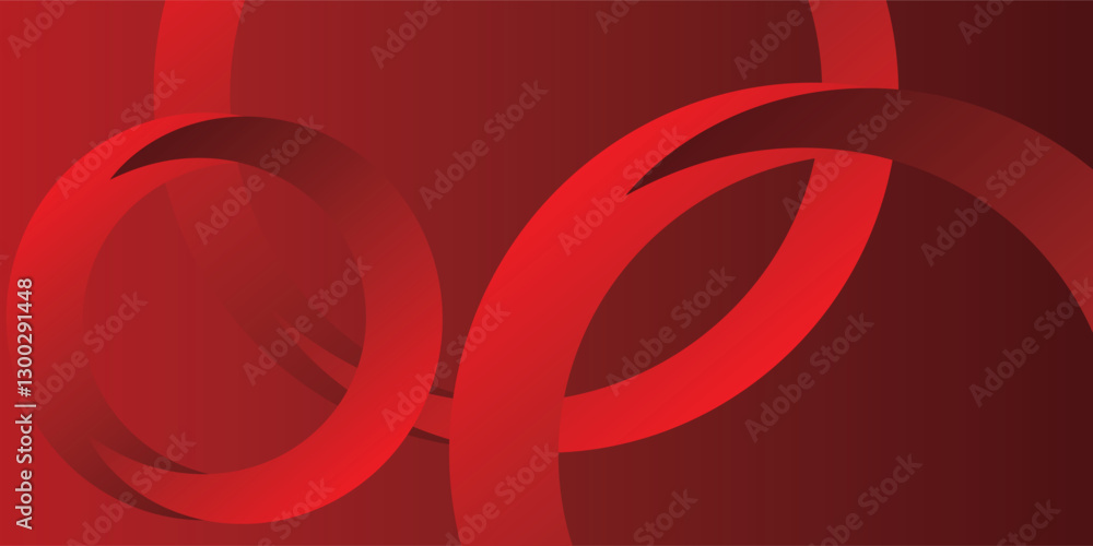 Poster abstract red banner background. glowing geometric shapes graphic design. round elements. futuristic 