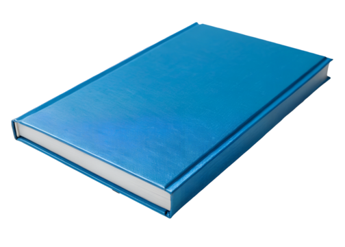 Blue Hardcover Book on White, Elegant Design, Literature, Sturdy Cover, Decorative Binding, Cut Out