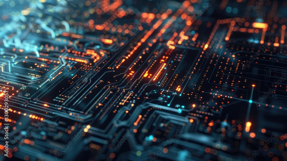 Aufkleber explore a captivating abstract background featuring intricate circuitry with vibrant lights. perfect
