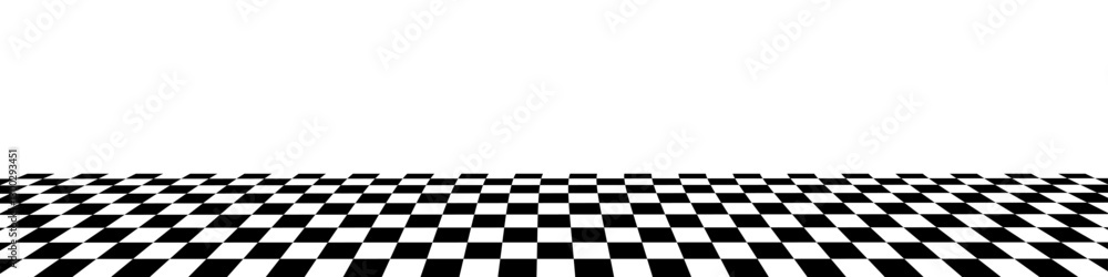 Aufkleber chess perspective floor pattern. black white checkerboard background with perspective. grid geometri