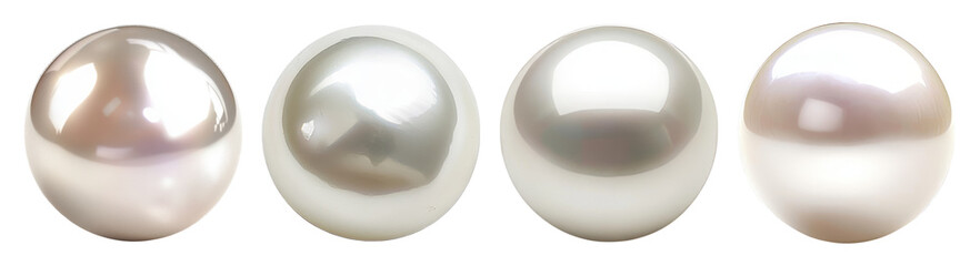 Different Sizes and Colors of Luminous Freshwater Pearls Displayed, PNG bundle collection, Isolated on Transparent Background