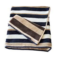 Folded Striped Towel Set Ready for Bathroom or Spa Use. Isolated on transparent or white background, black brown and white color
