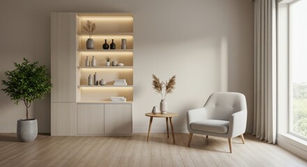 Fototapeta premium Minimalist Lounge with Cozy Armchair
