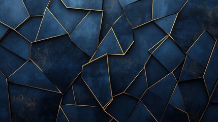 Gold-lined blue geometric texture background