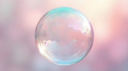 Pastel Iridescent Soap Bubble - Dreamy Abstract Sphere - Soft Bokeh Background - Gentle Delicate Colors