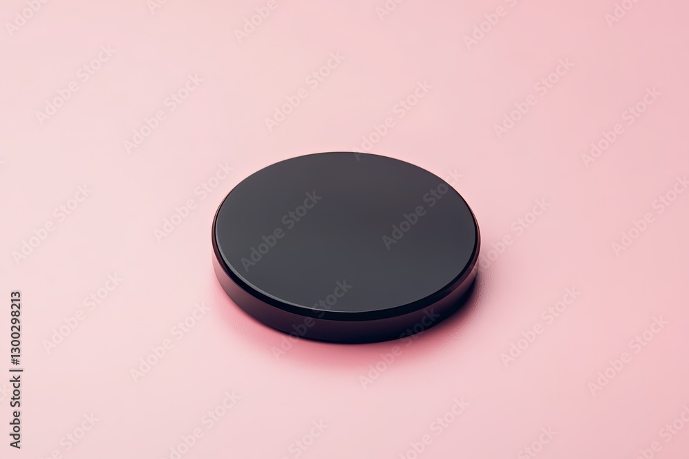 Poster black round object on pink background minimalist product display mockup