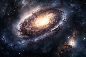 Naklejka premium Stunning view of a spiral galaxy illuminating the night sky in vibrant colors