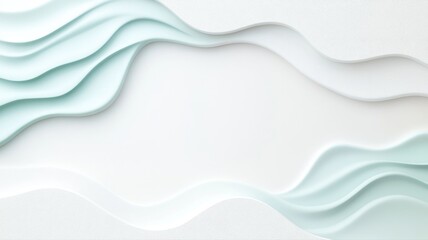 Fototapeta premium Elegant abstract paper wave layers with soft pastel tones on white background for creative design projects.