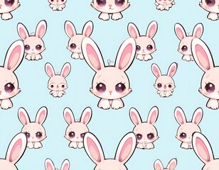 Fototapeta premium Cute Cartoon Rabbit Pattern with Pastel Colors for Children's Products
