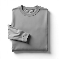Stylish Grey Sweatshirt Displayed on White Background, Apparel Photography, Minimalist Environment, Straight-On View for Fashion Appeal