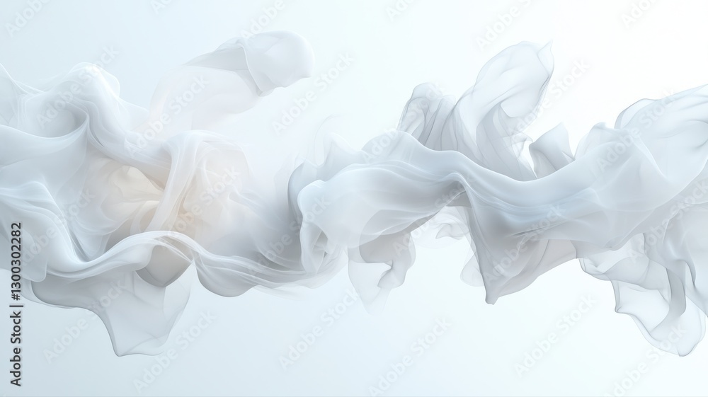 Aufkleber elegant flowing white fabric creating a serene and abstract composition on a soft background.