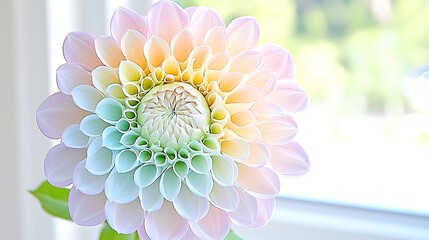 Obraz premium Pastel Rainbow Dahlia Flower Bloom Close Up Macro Photography