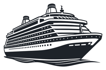 Obraz premium Big cruise ship clip art Flat monochrome vector illustration