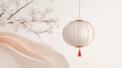 Elegant Cherry Blossom and Lantern Composition