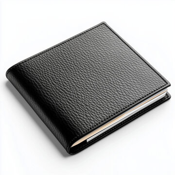 A sleek black checkbook with a subtle embossed cover