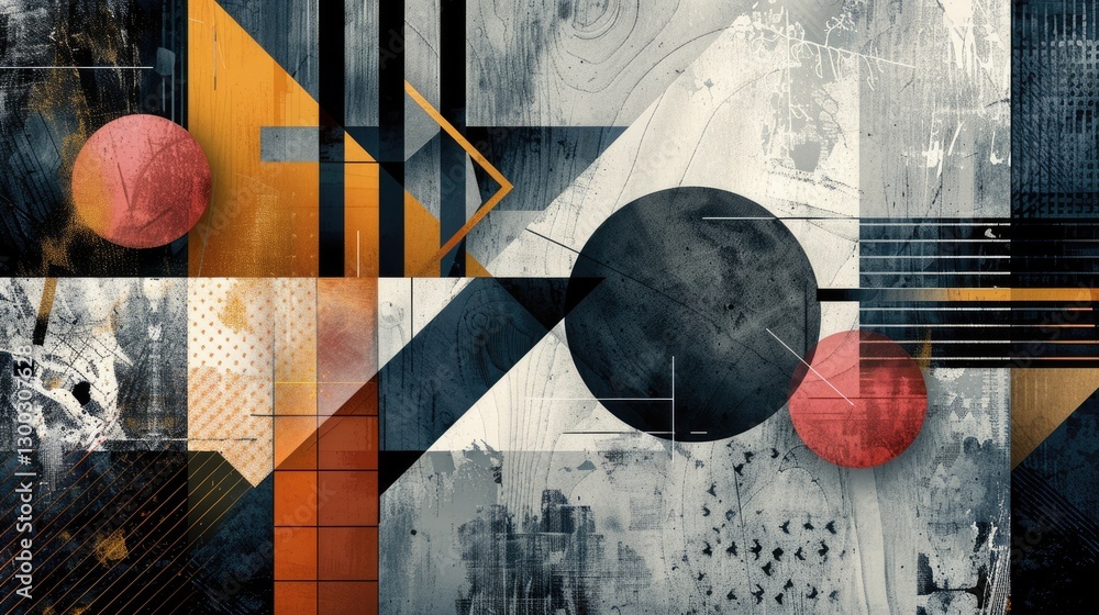 Poster abstract vibrant geometric fractal shapes on surface of contemporary design express scene of seamles