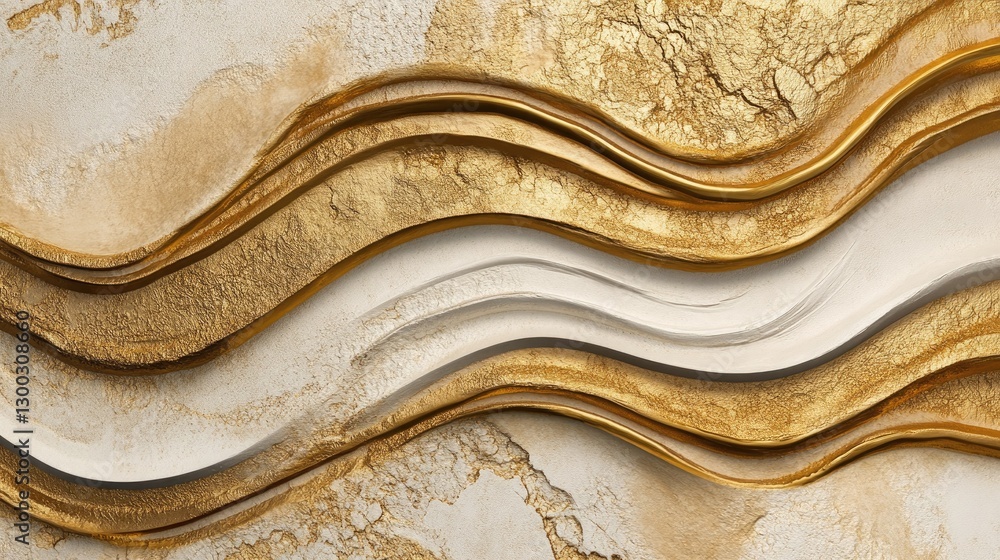 Poster abstract gold and offwhite wave pattern background texture image