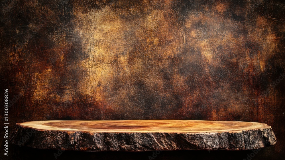Aufkleber rustic shelf with warm light and textured background