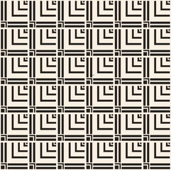 Black simple dense corners squares seamless pattern on beige background. Pattern for textile, wrapping, banner.