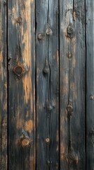 Fototapeta premium Weathered wooden planks with dark and light textures, showcasing natural grains and imperfections in rustic design