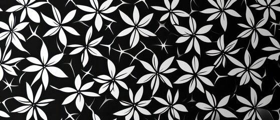 Fototapeta premium Elegant black and white Asanoha pattern with highcontrast geometric shadows, creating a striking minimalist aesthetic