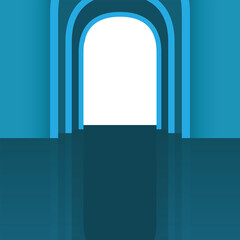 Abstract Blue Arch hallway architectural corridor