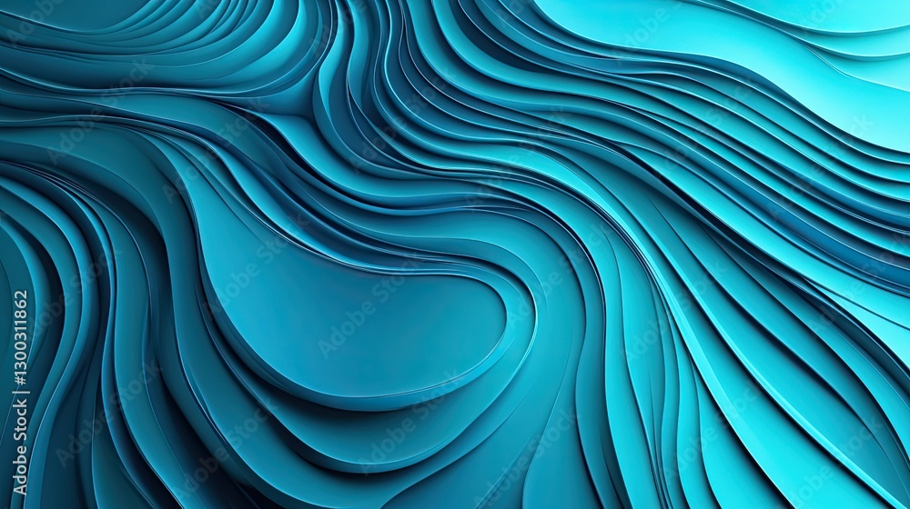 Poster abstract teal wave pattern background digital illustration 3d rendering modern art design
