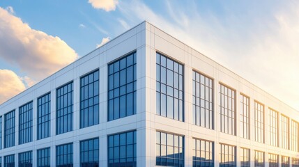 Obraz premium Modern office building with blue sky and clouds. Architecture and business concept.