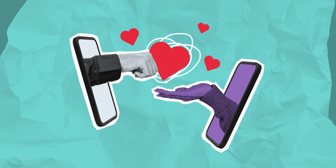 Online dating and virtual romance concept.