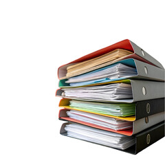 Stack of file folders isolated on transparent background