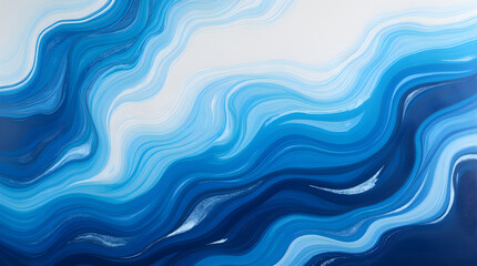 Abstract Flowing Blue and White Water Waves Painting - Modern Ocean Art