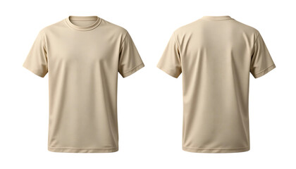 Beige empty blank front and back side t-shirt mockup png 