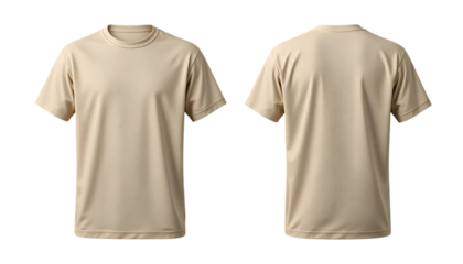 Beige empty blank front and back side t-shirt mockup png 
