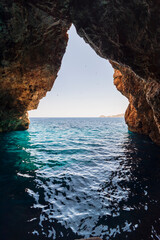 Alonissos, Sporades Islands. Coast view and panorama. The Blue Cave.