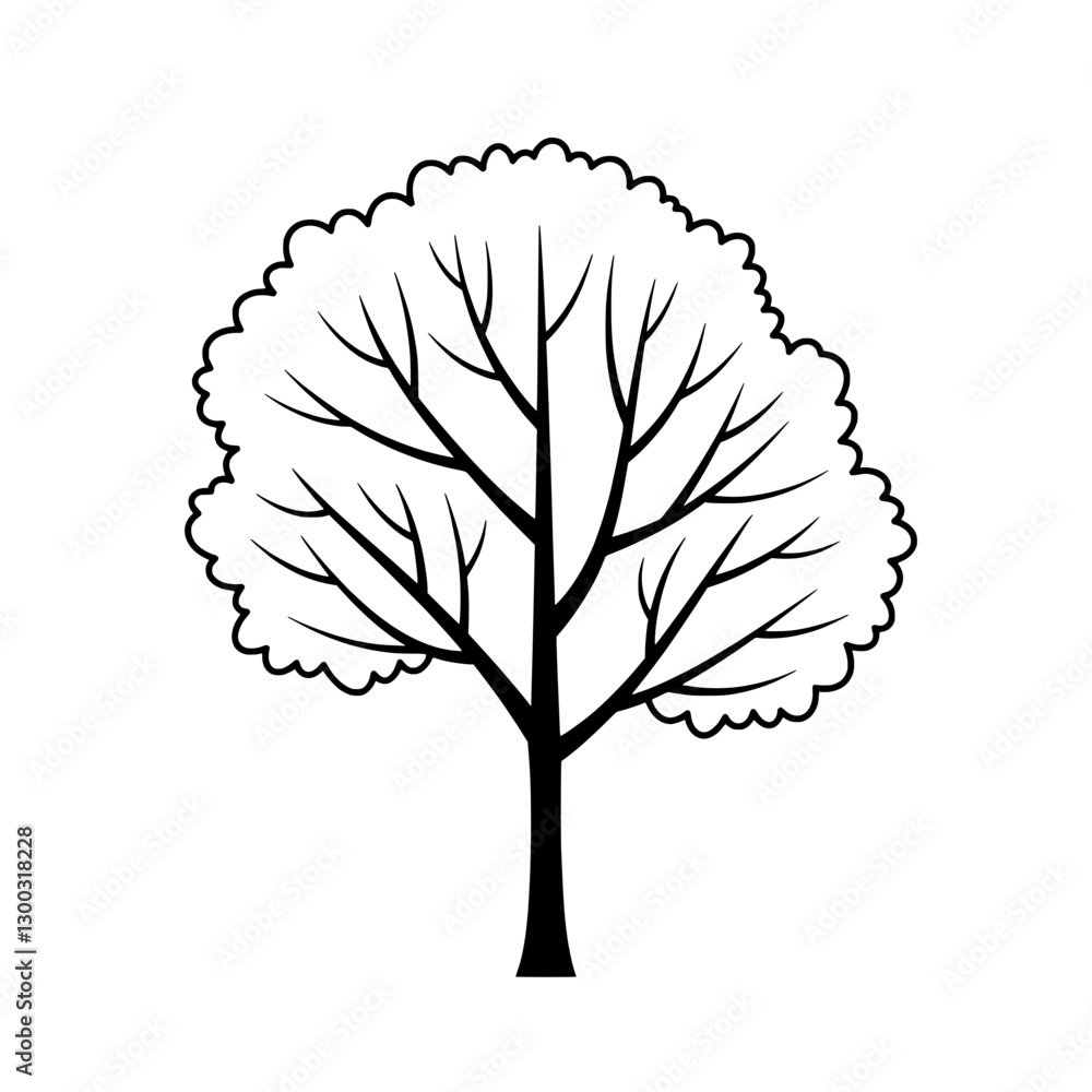Poster silhouette of a tree: a stark monochrome depiction of a tree, its branches reaching out in intricate