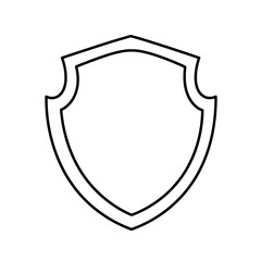 Shield of Protection: An empty shield with a clean outline, designed for representing security, defense, and safeguarding concepts. 