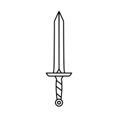 Sword Silhouette: A sleek line drawing of a classic sword, poised with precision against a clean backdrop, evoking a sense of valor and historical narrative.