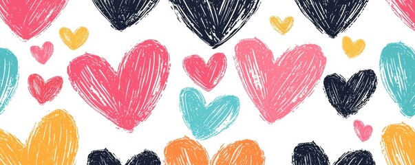 Seamless pattern with hand drawn hearts. Perfect for Valentine's Day, wedding, or any love themed project.