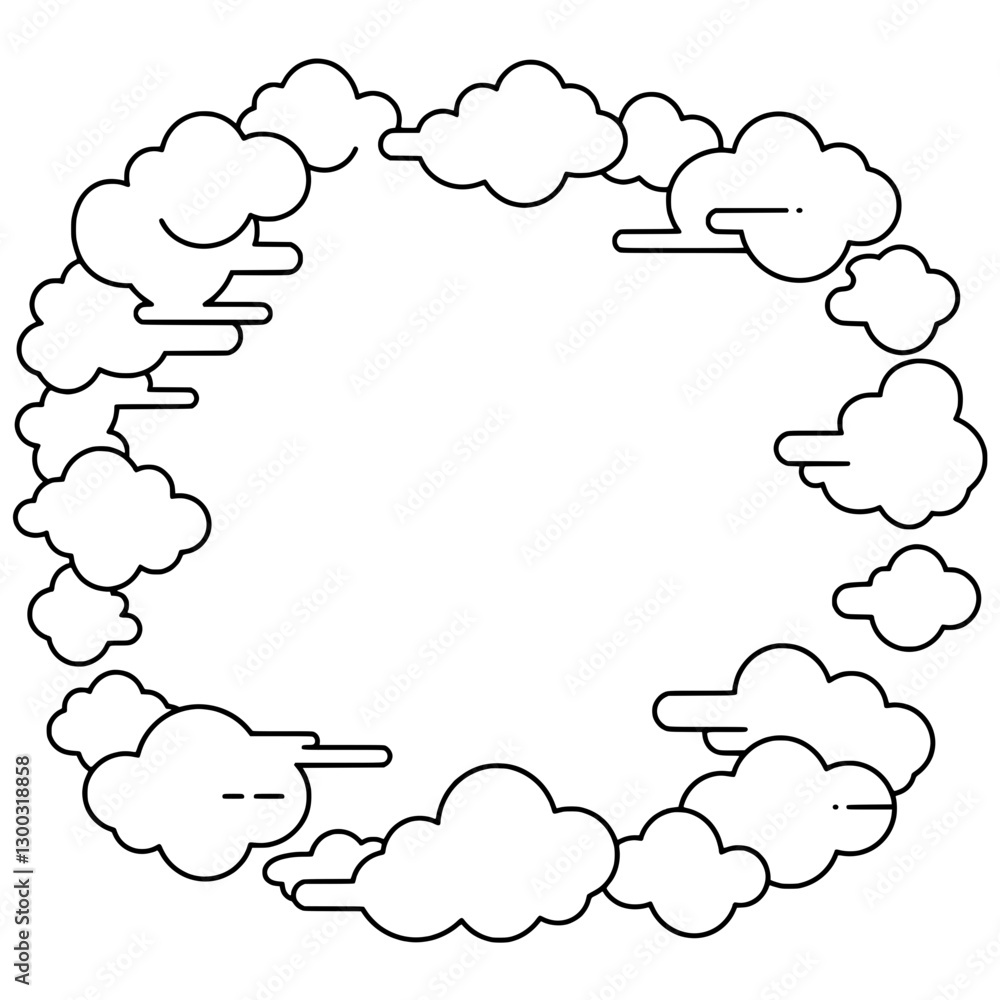 Aufkleber circling clouds: a circular arrangement of fluffy clouds creating a visually interesting frame, simp