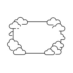Cloud Frame Icon: A whimsical frame artfully designed with puffy cloud elements, inviting creative uses and messages.