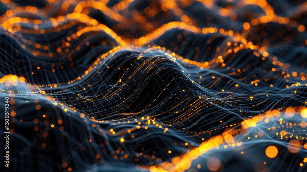 Poster explore this abstract visualization showcasing the concept of wireless network technology. vibrant c
